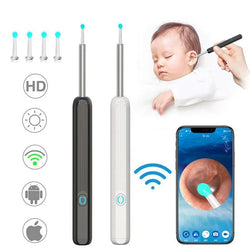 Clean Earwax-Wi-Fi Visible Wax Removal Spoon, USB 1296P HD Load Otoscope